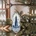 She's Choosing Chicago Ornament | Blue-And-White Ceramic Illustration | S150-O
