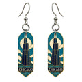 She's Choosing Chicago Earrings | Cloisonné-Inspired Graphic | S151