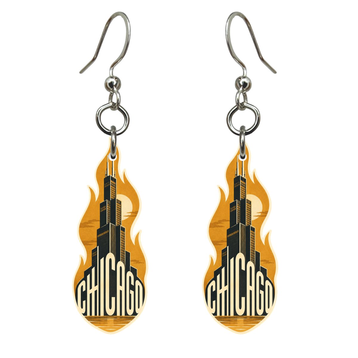 She's Choosing Chicago Earrings | Typographic Illustration | S152