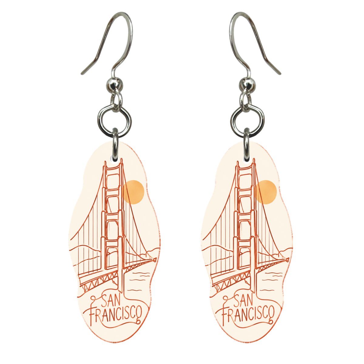She's Choosing San Francisco Earrings | Continuous-Line Drawing | S155