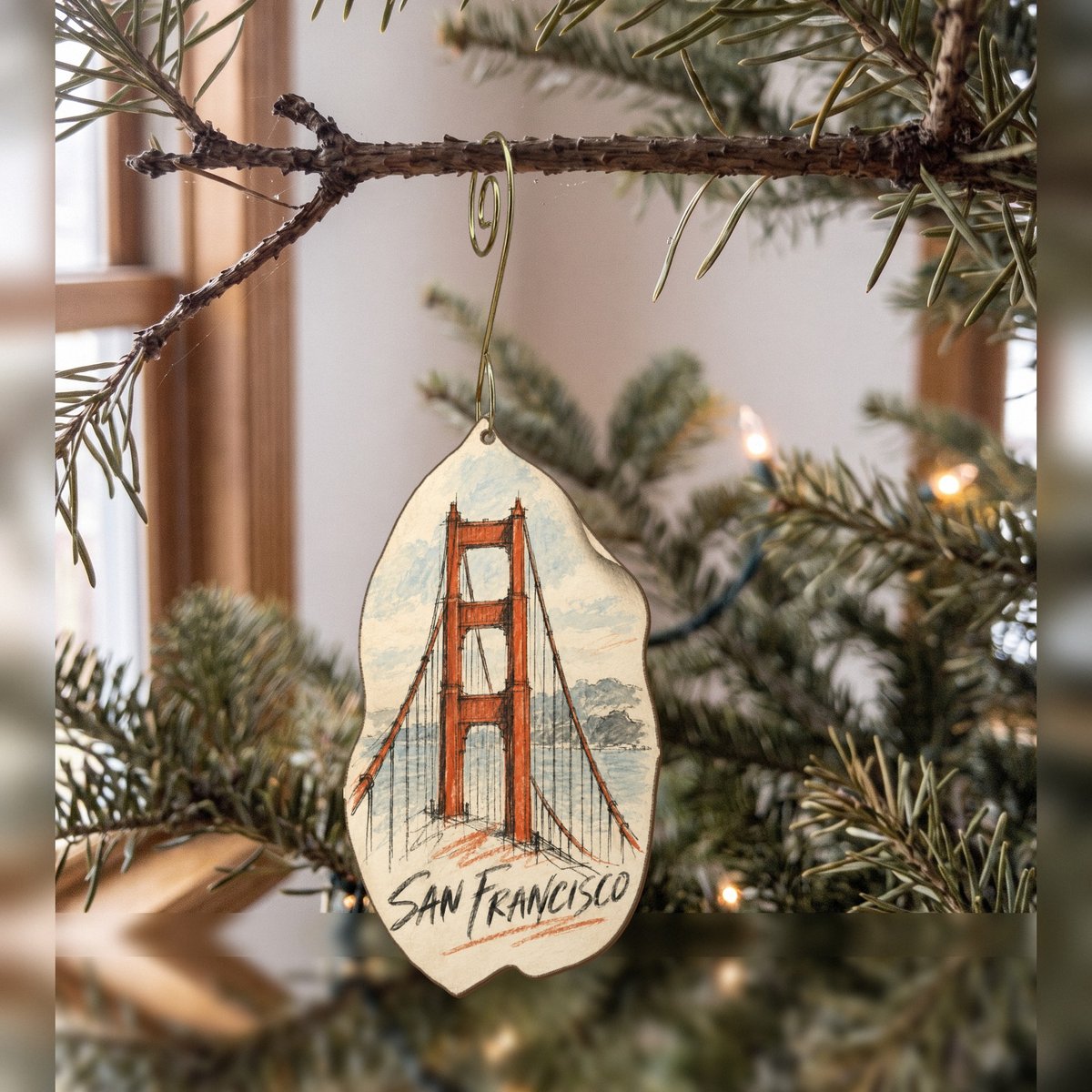 She's Choosing San Francisco Ornament | Loose Contour Sketch | S156-O