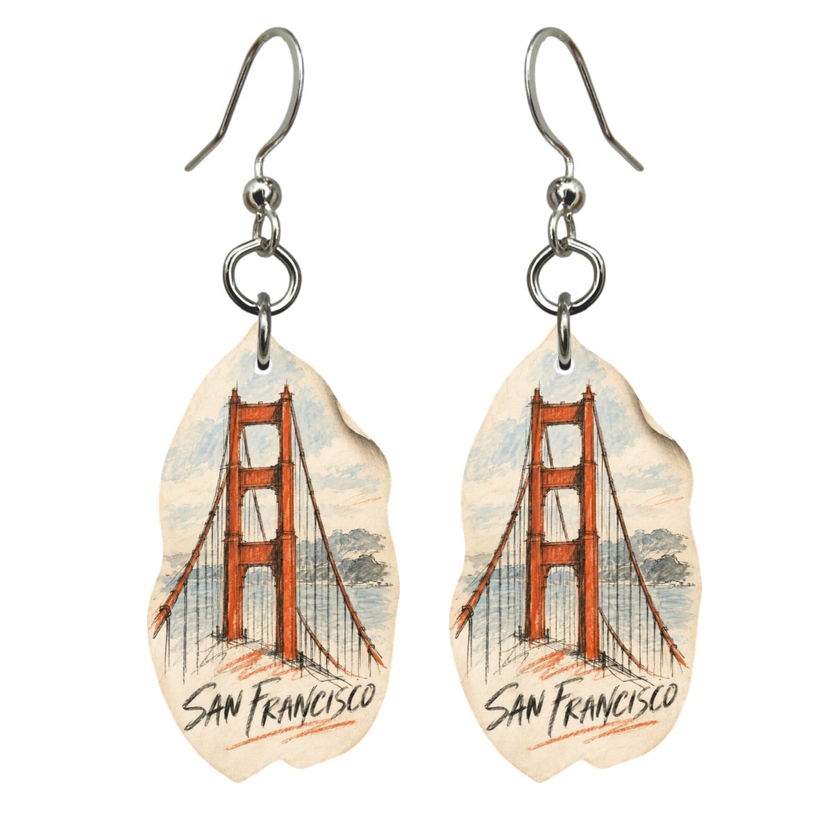 She's Choosing San Francisco Earrings | Loose Contour Sketch | S156