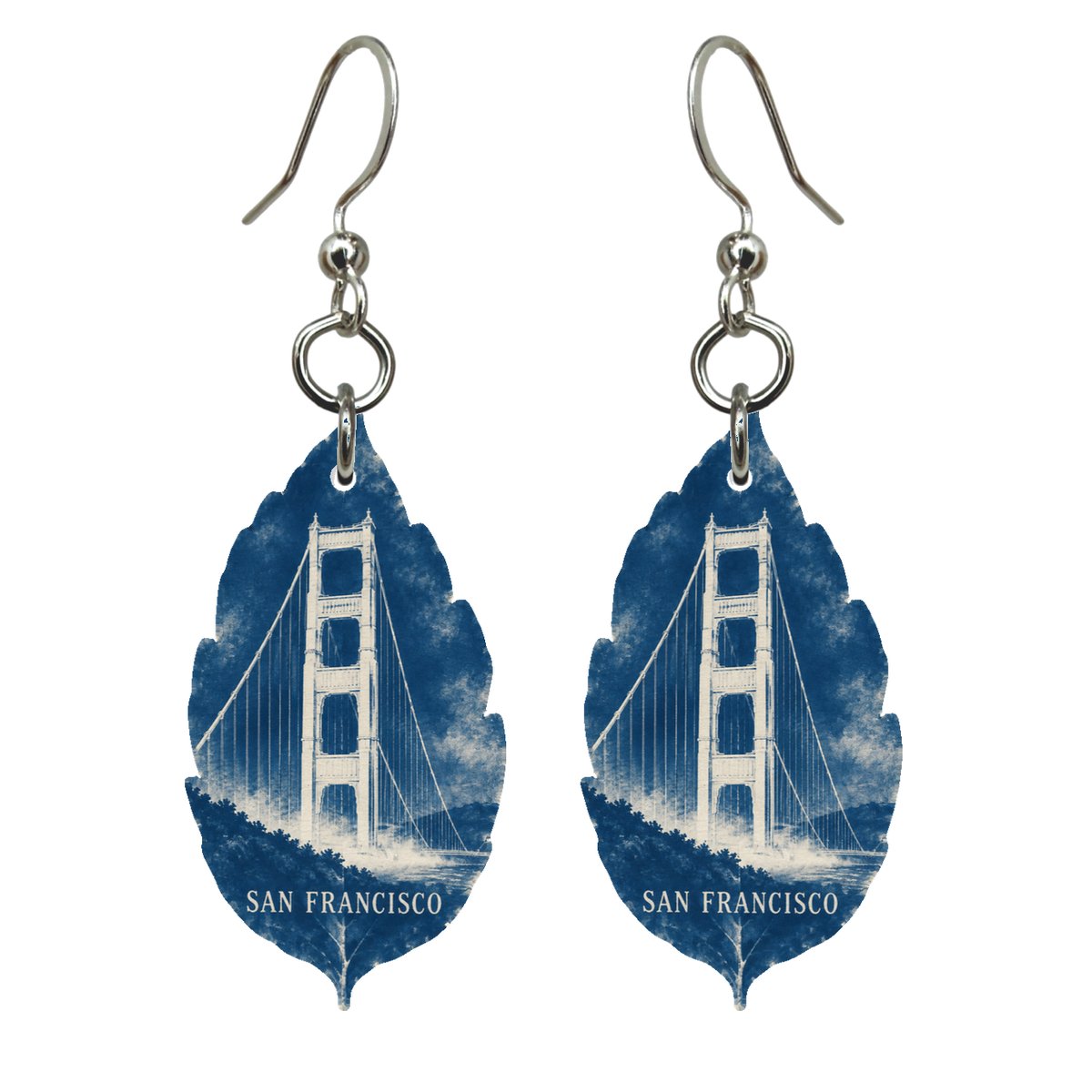 She's Choosing San Francisco Earrings | Cyanotype-Inspired | S160