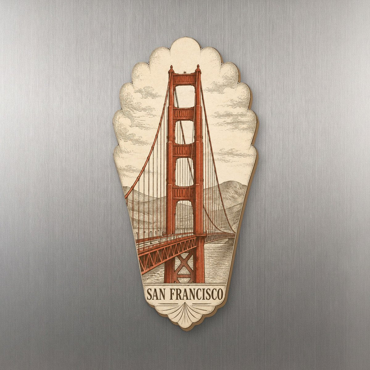 She's Choosing San Francisco Magnet | Etching-Inspired Linework | S161-M