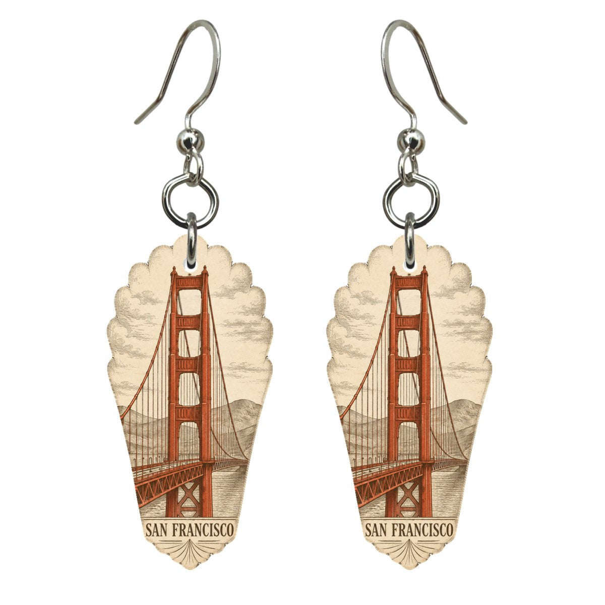 She's Choosing San Francisco Earrings | Etching-Inspired Linework | S161