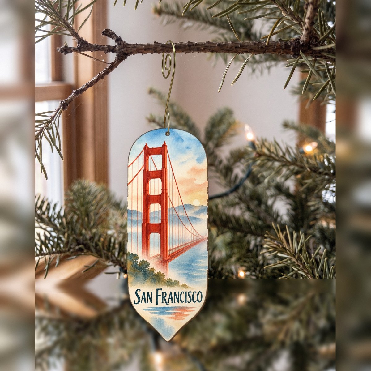 She's Choosing San Francisco Ornament | Restrained Watercolor | S165-O