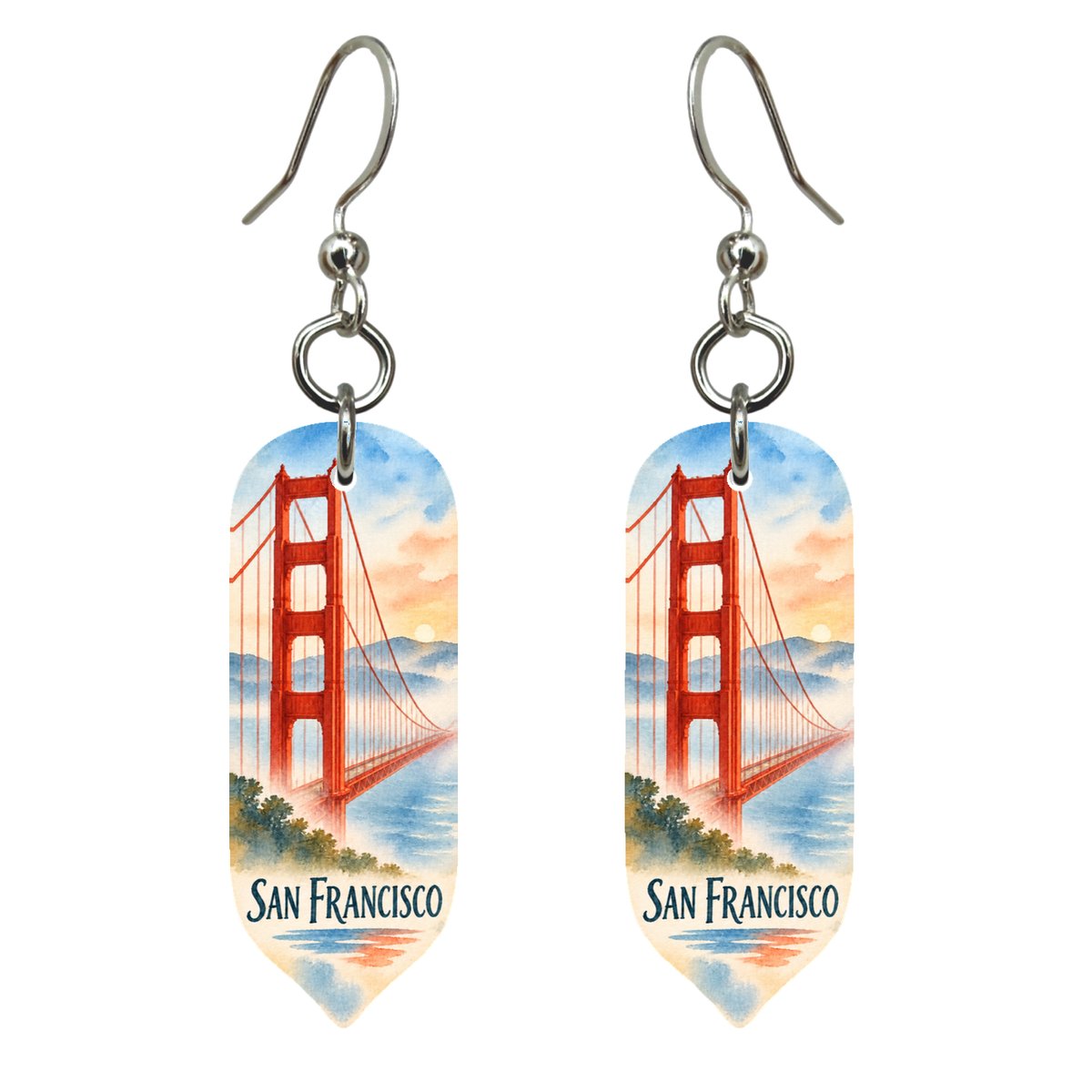 She's Choosing San Francisco Earrings | Restrained Watercolor | S165