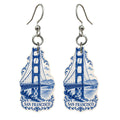 She's Choosing San Francisco Earrings | Blue-And-White Ceramic Illustration | S168