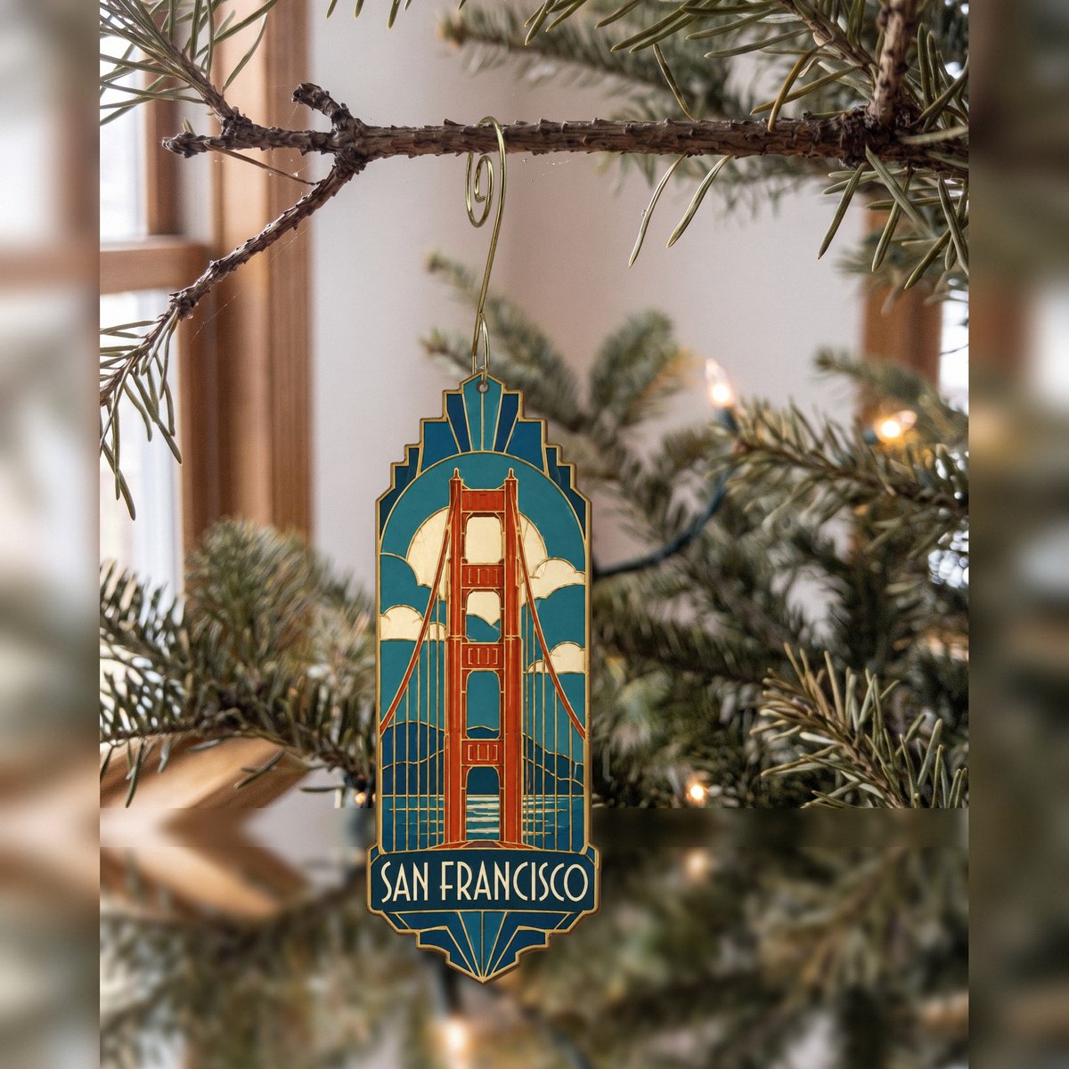 She's Choosing San Francisco Ornament | Cloisonné-Inspired Graphic | S169-O