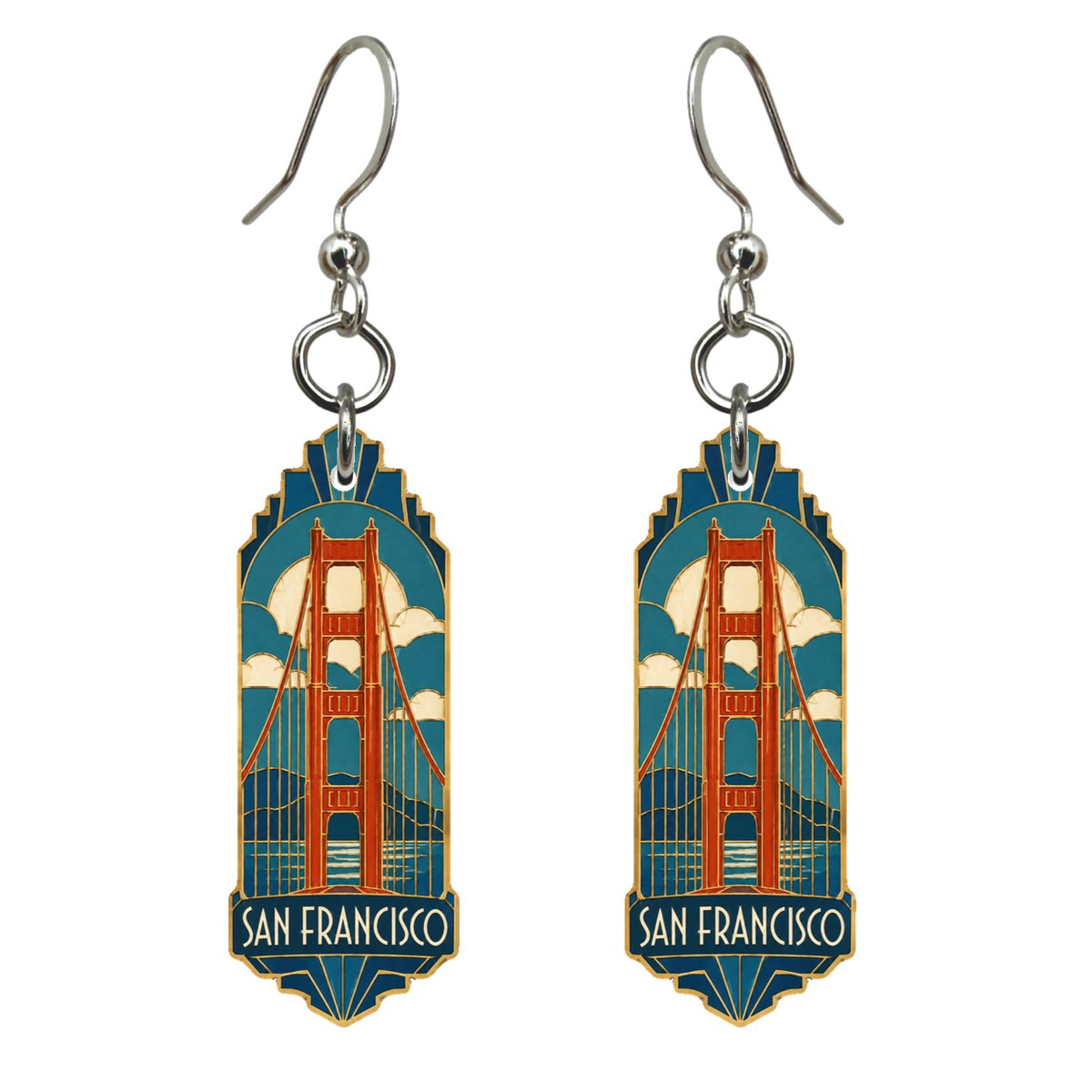 She's Choosing San Francisco Earrings | Cloisonné-Inspired Graphic | S169