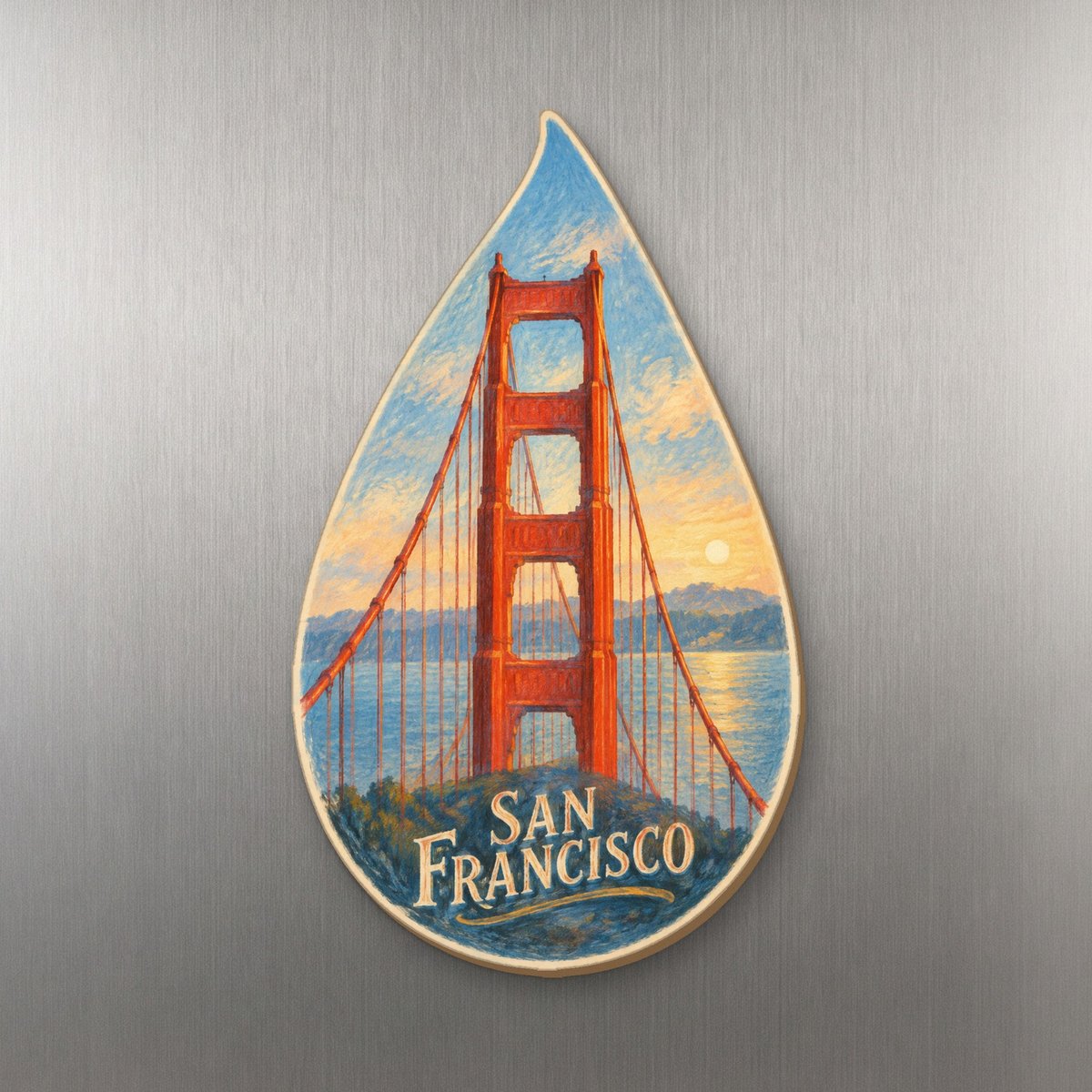 She's Choosing San Francisco Magnet | Colored Pencil over Gouache | S171-M