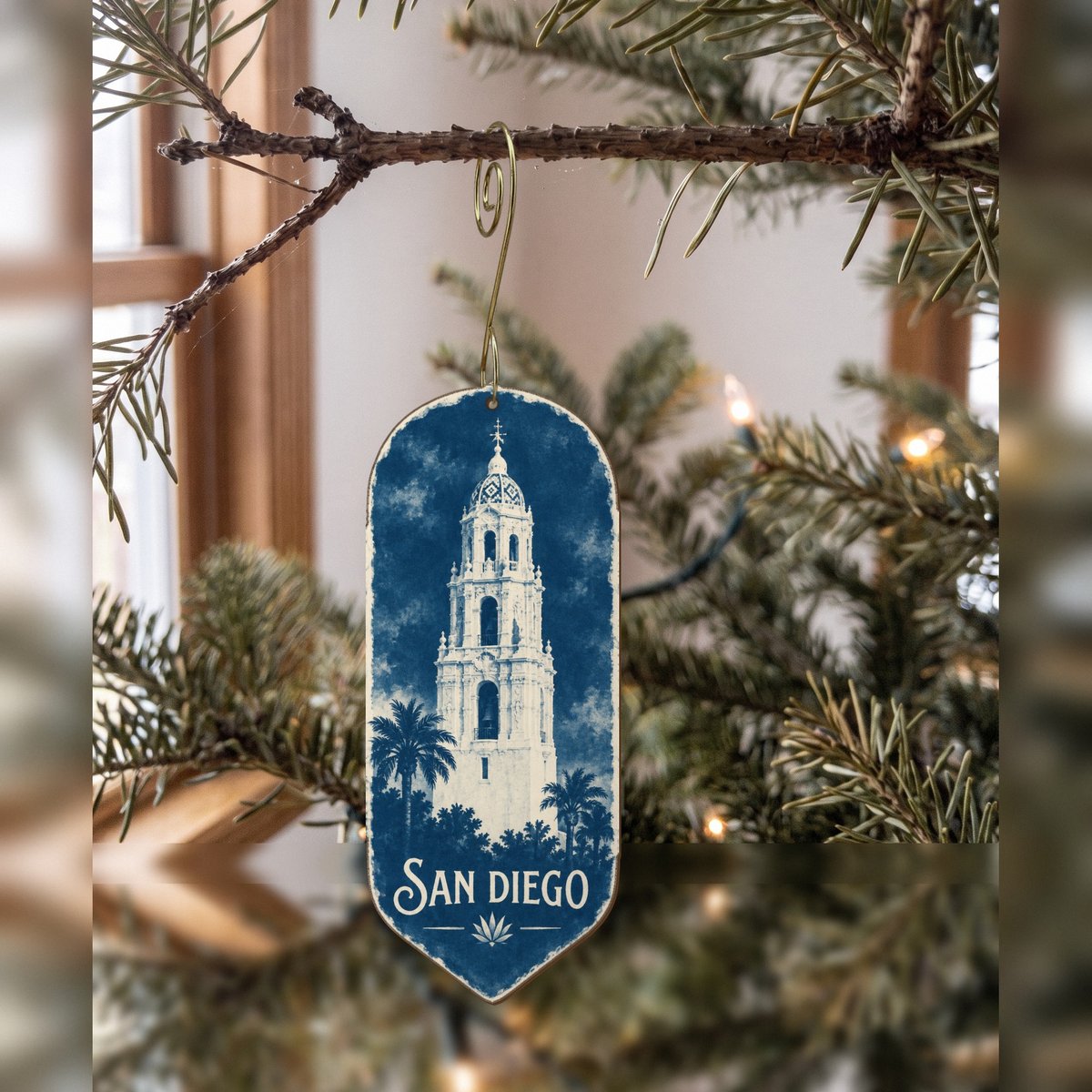 She's Choosing San Diego Ornament | Cyanotype-Inspired | S178-O