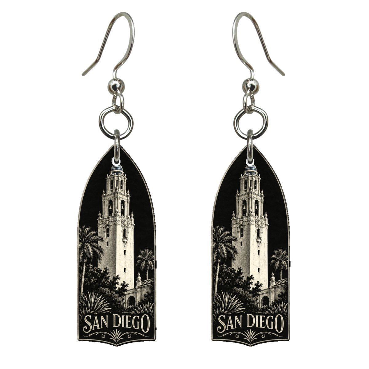 She's Choosing San Diego Earrings | Scratchboard | S181