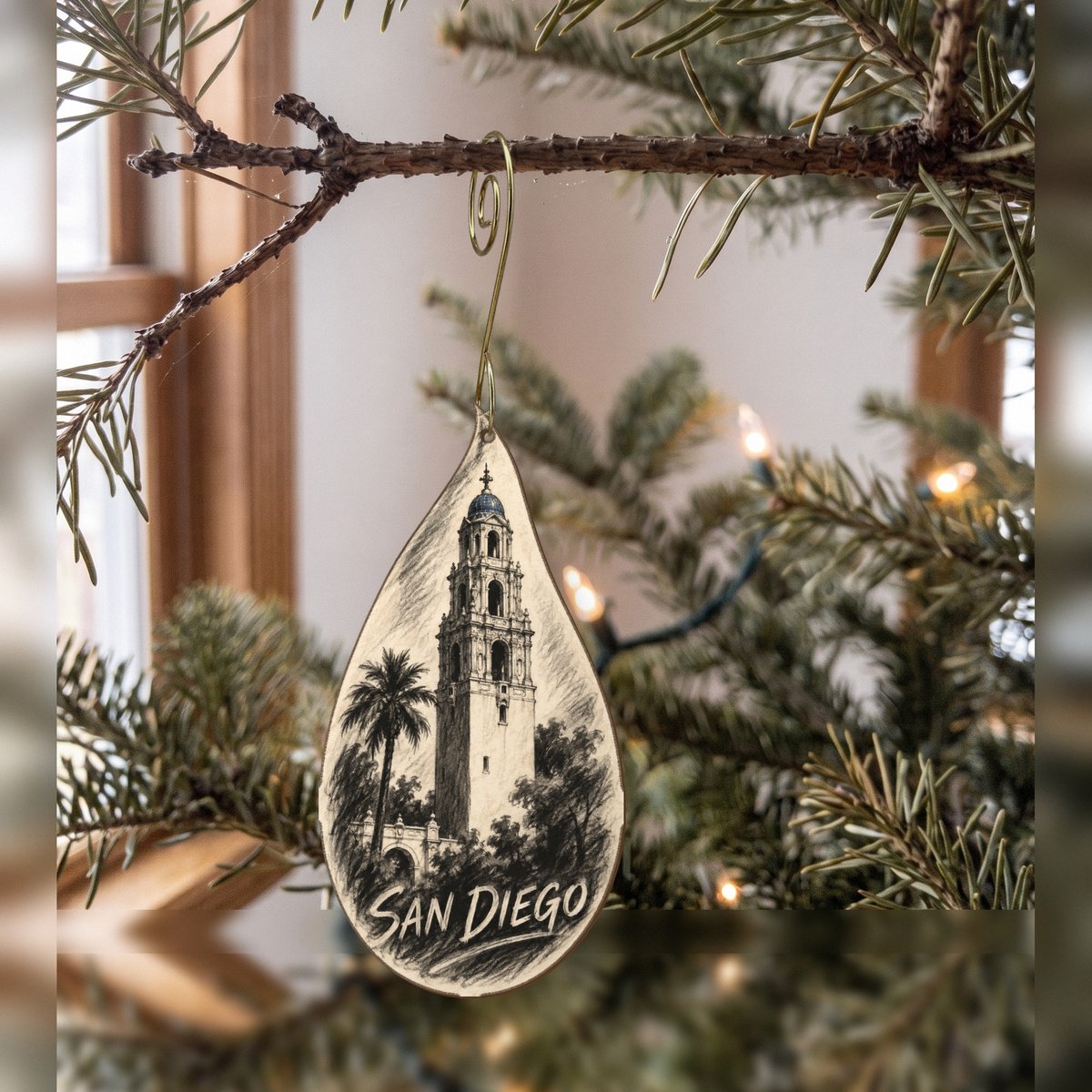 She's Choosing San Diego Ornament | Charcoal Gesture | S182-O