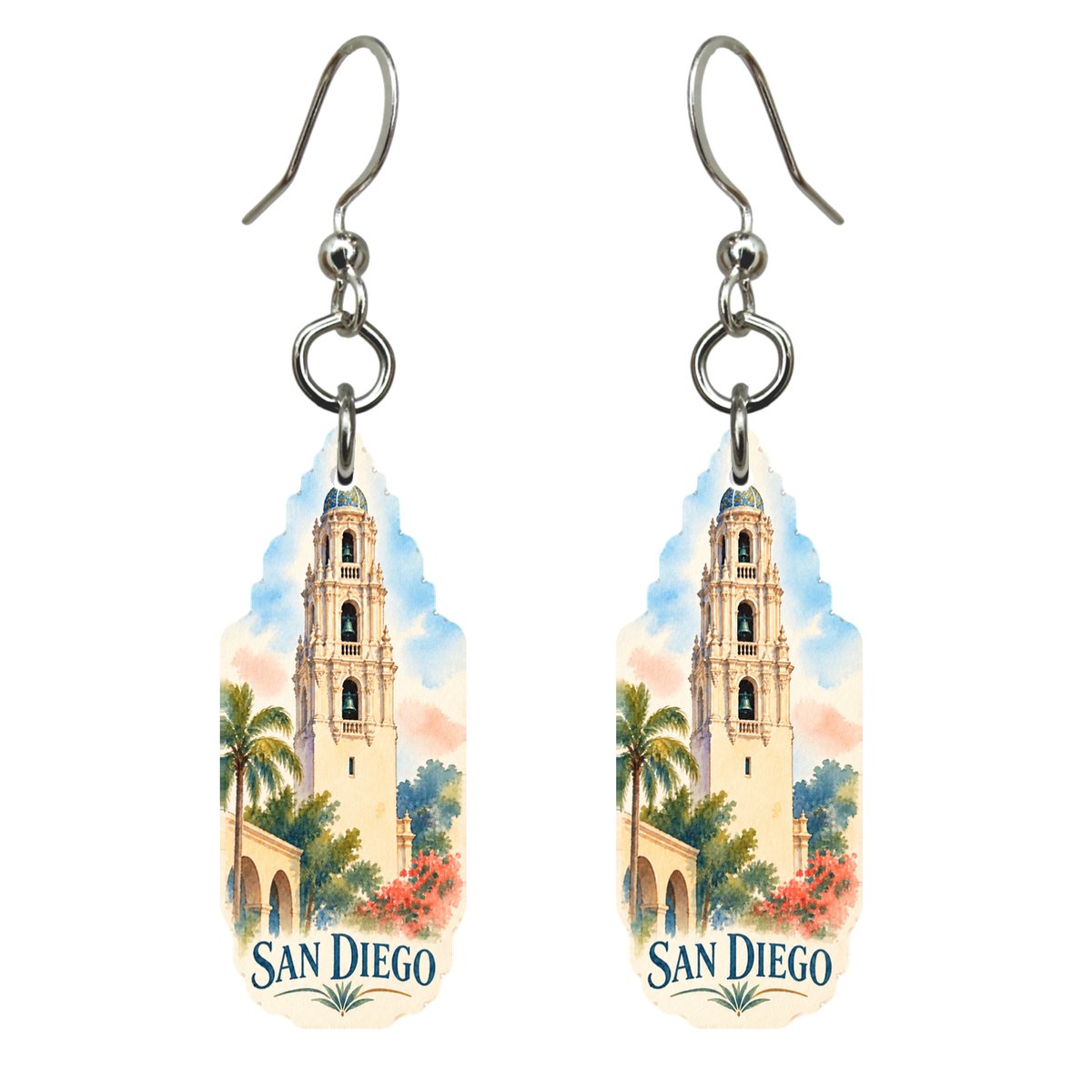 She's Choosing San Diego Earrings | Restrained Watercolor | S183