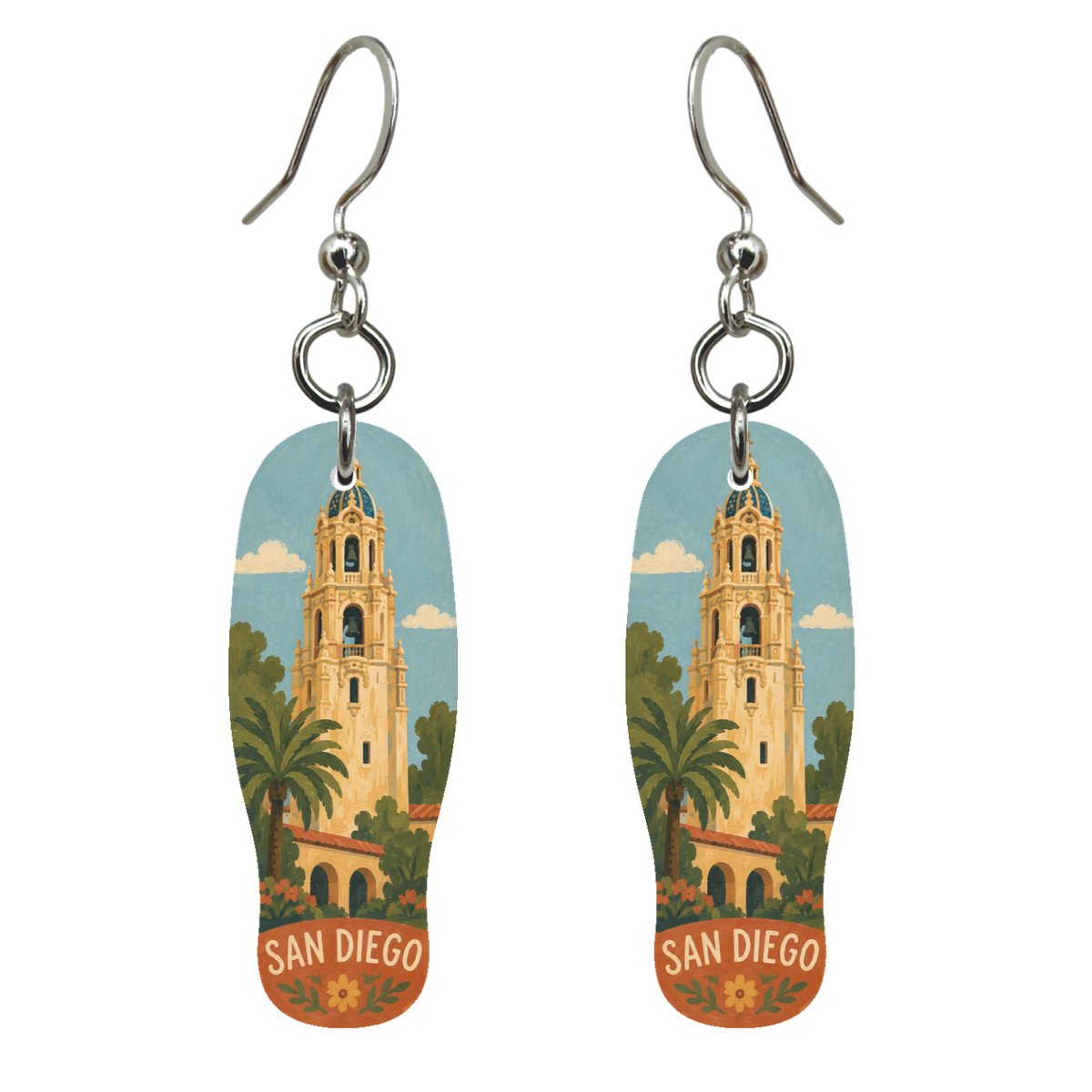 She's Choosing San Diego Earrings | Naive Folk Painting | S185