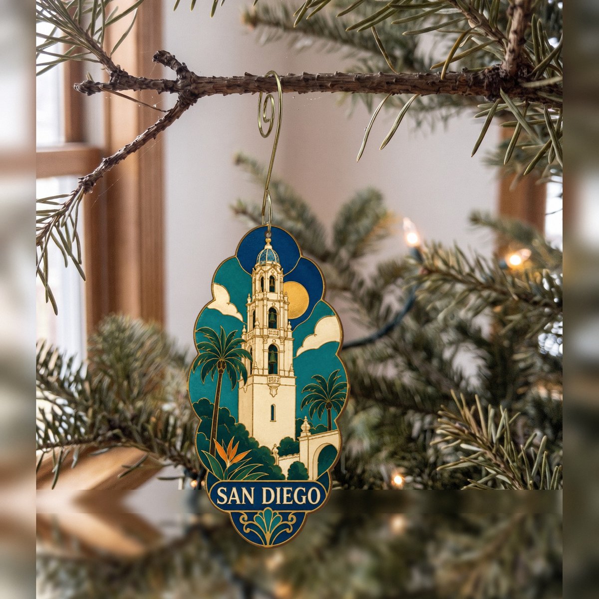 She's Choosing San Diego Ornament | Cloisonné-Inspired Graphic | S187-O
