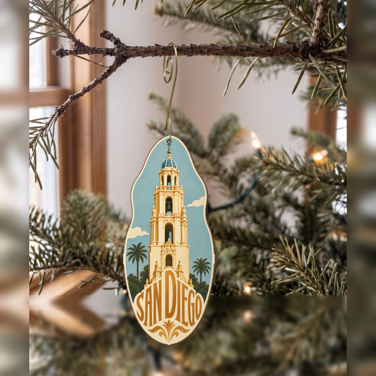 She's Choosing San Diego Ornament | Typographic Illustration | S188-O