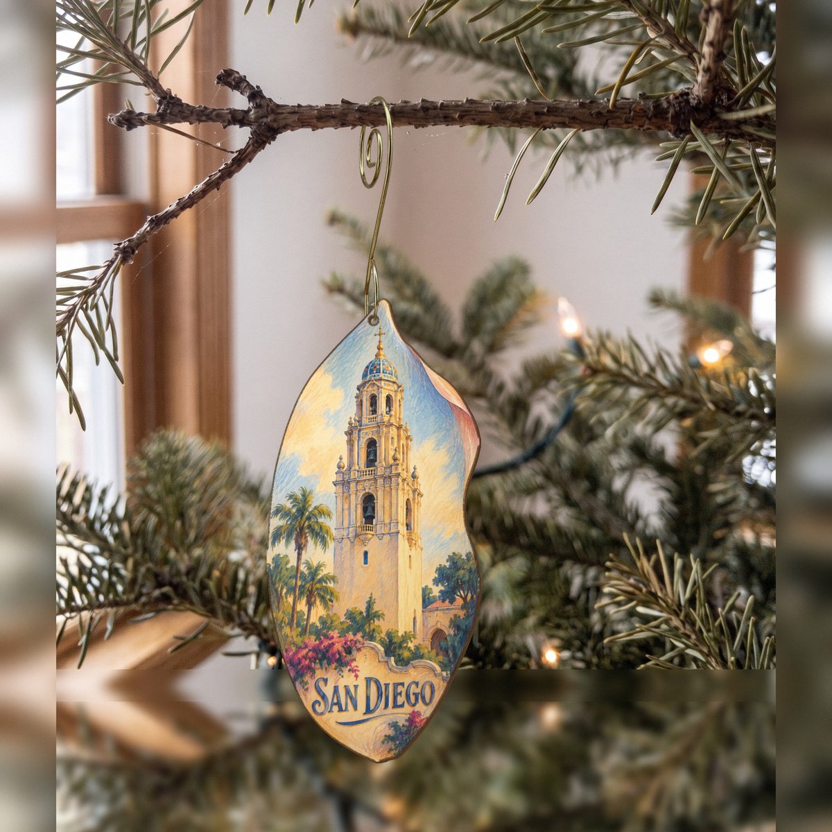 She's Choosing San Diego Ornament | Colored Pencil over Gouache | S189-O