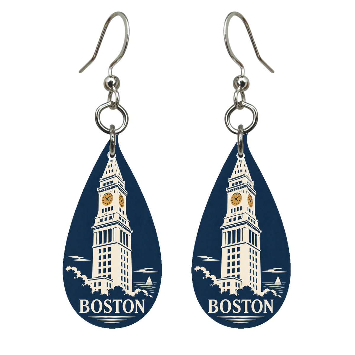 She's Choosing Boston Earrings | Negative-Space Silhouette | S209