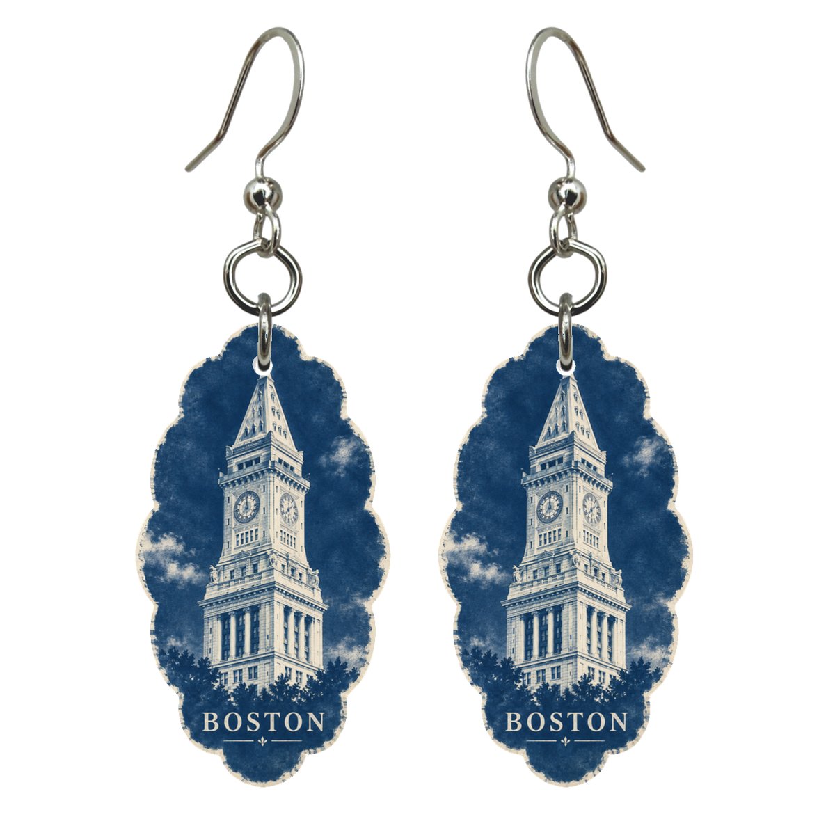 She's Choosing Boston Earrings | Cyanotype-Inspired | S215