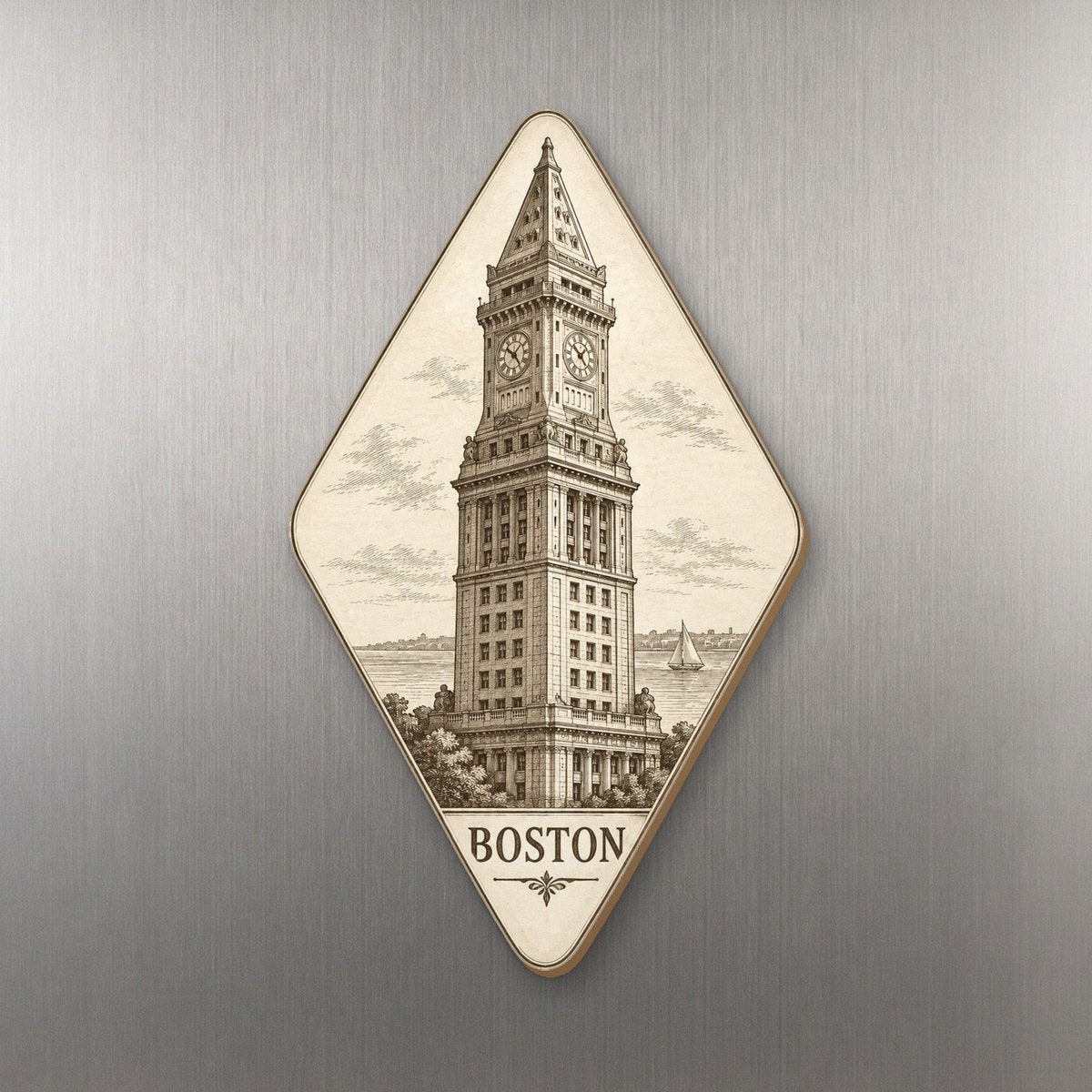 She's Choosing Boston Magnet | Etching-Inspired Linework | S216-M