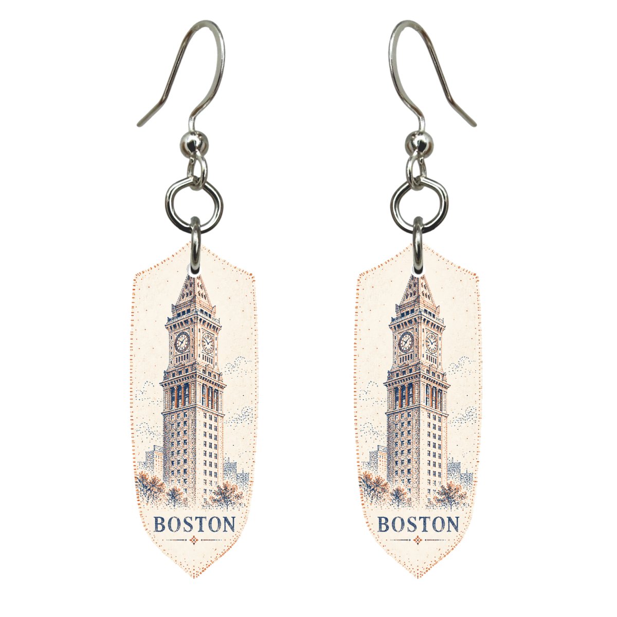 She's Choosing Boston Earrings | Sparse Pointillism | S217