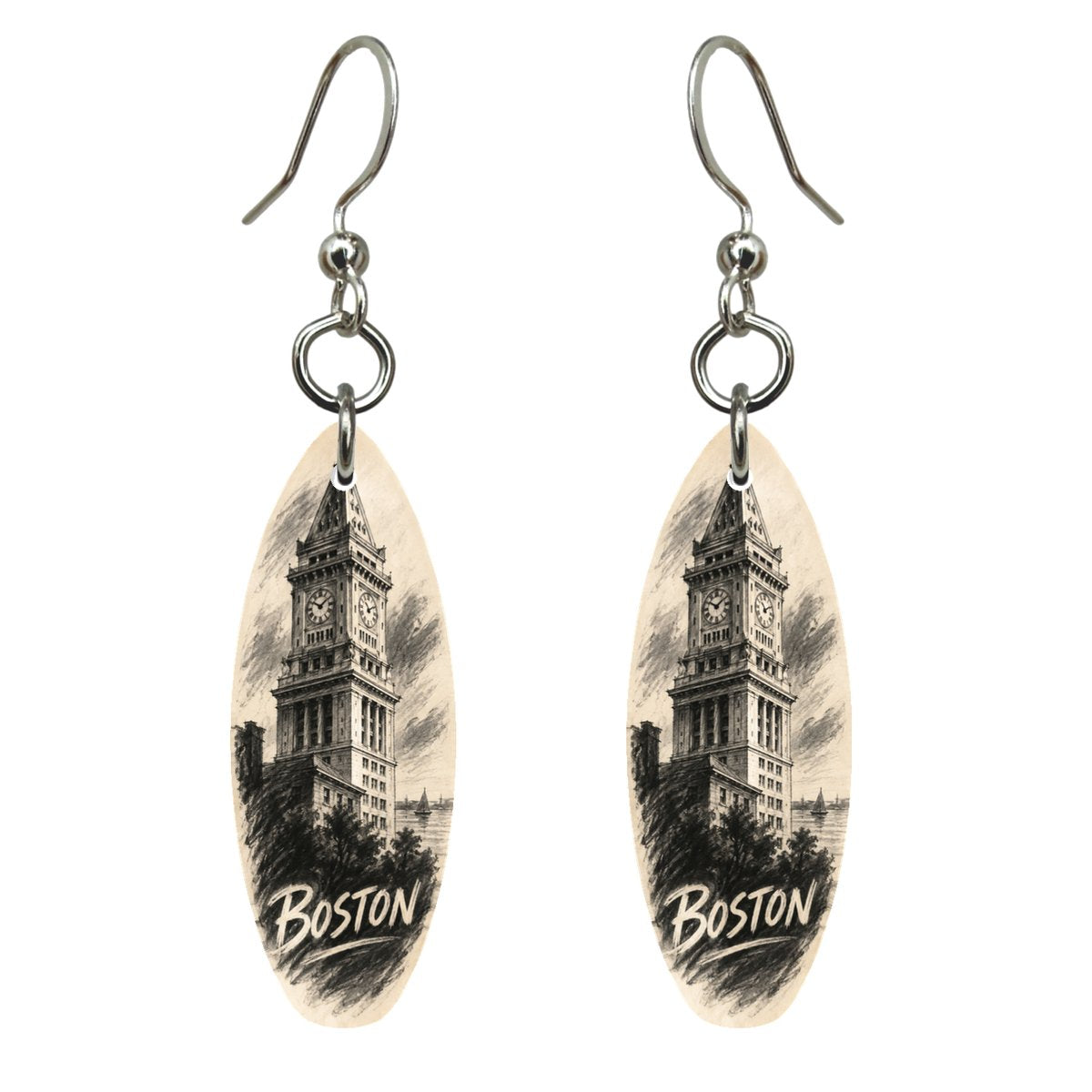 She's Choosing Boston Earrings | Charcoal Gesture | S219