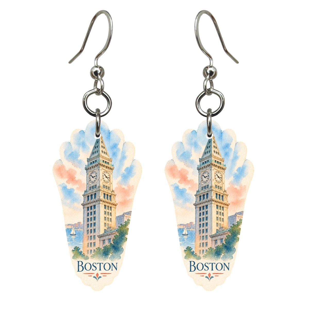 She's Choosing Boston Earrings | Restrained Watercolor | S220