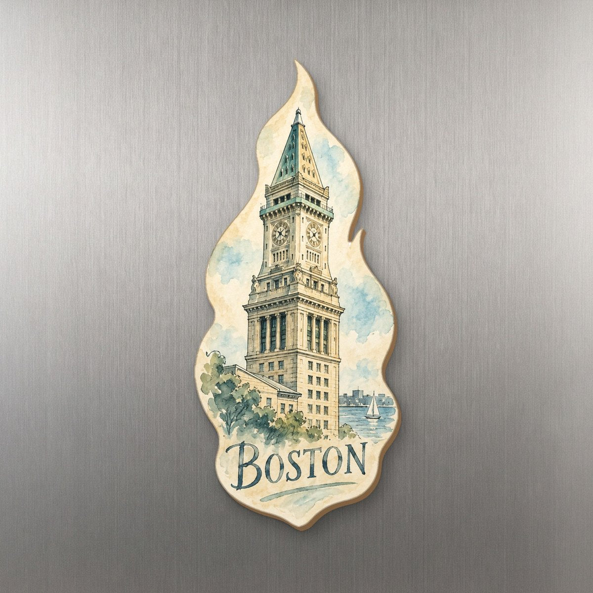 She's Choosing Boston Magnet | Pen and Watercolor Wash | S221-M