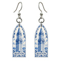 She's Choosing Boston Earrings | Blue-And-White Ceramic Illustration | S223