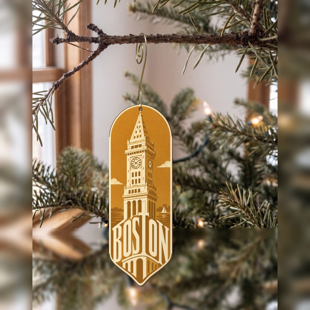 She's Choosing Boston Ornament | Typographic Illustration | S225-O