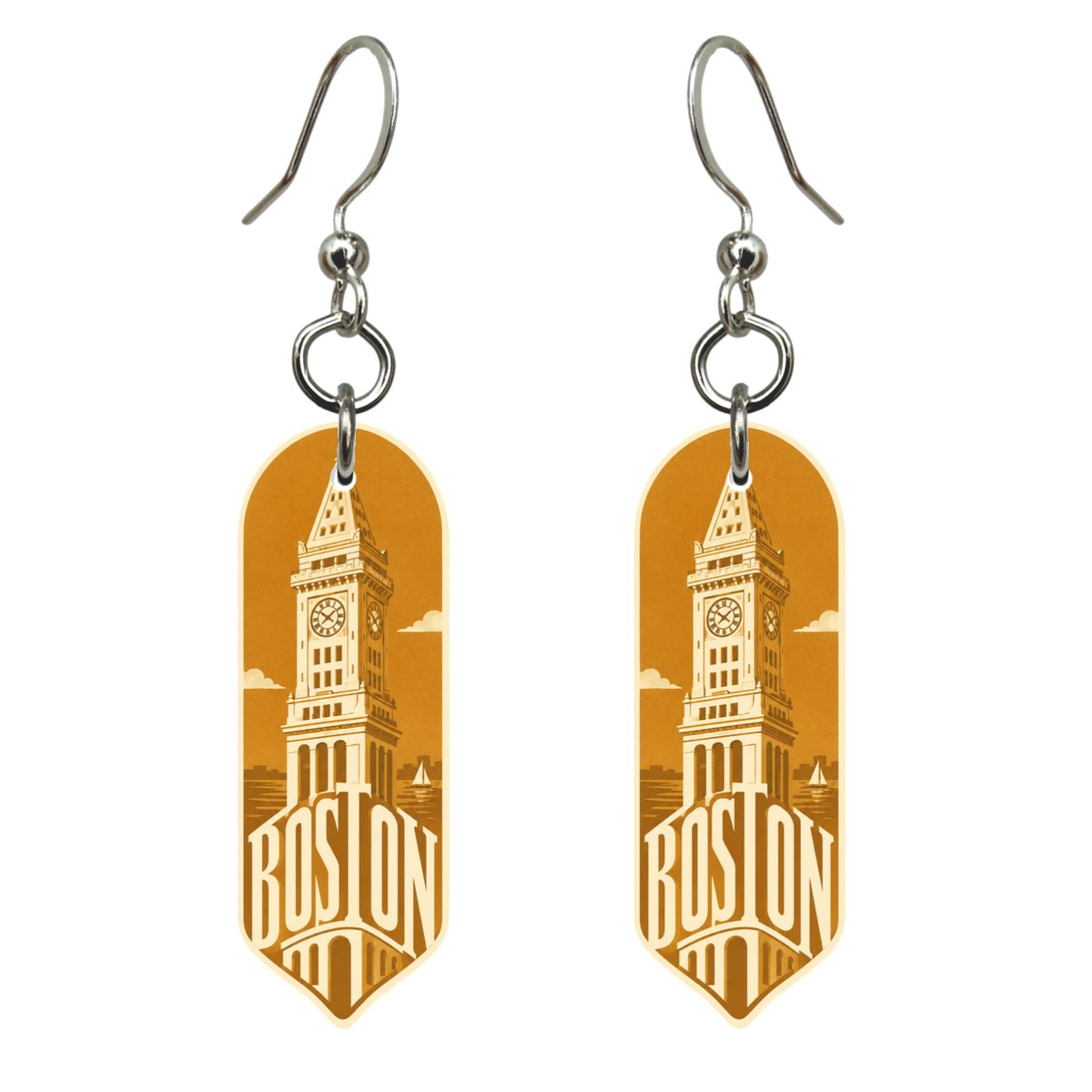 She's Choosing Boston Earrings | Typographic Illustration | S225