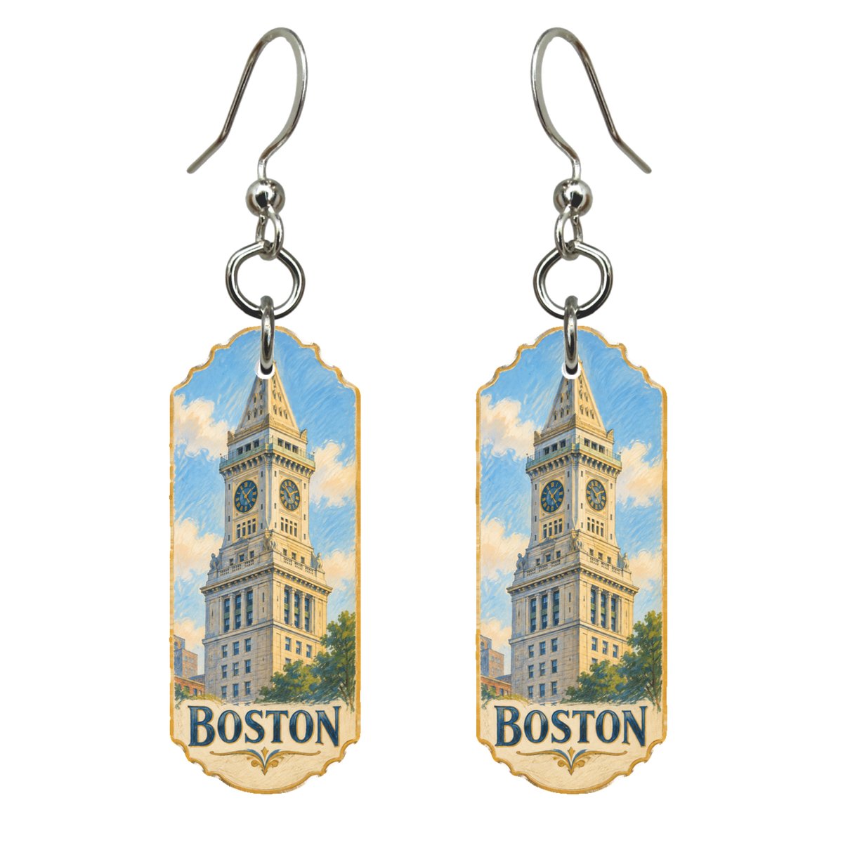 She's Choosing Boston Earrings | Colored Pencil over Gouache | S226