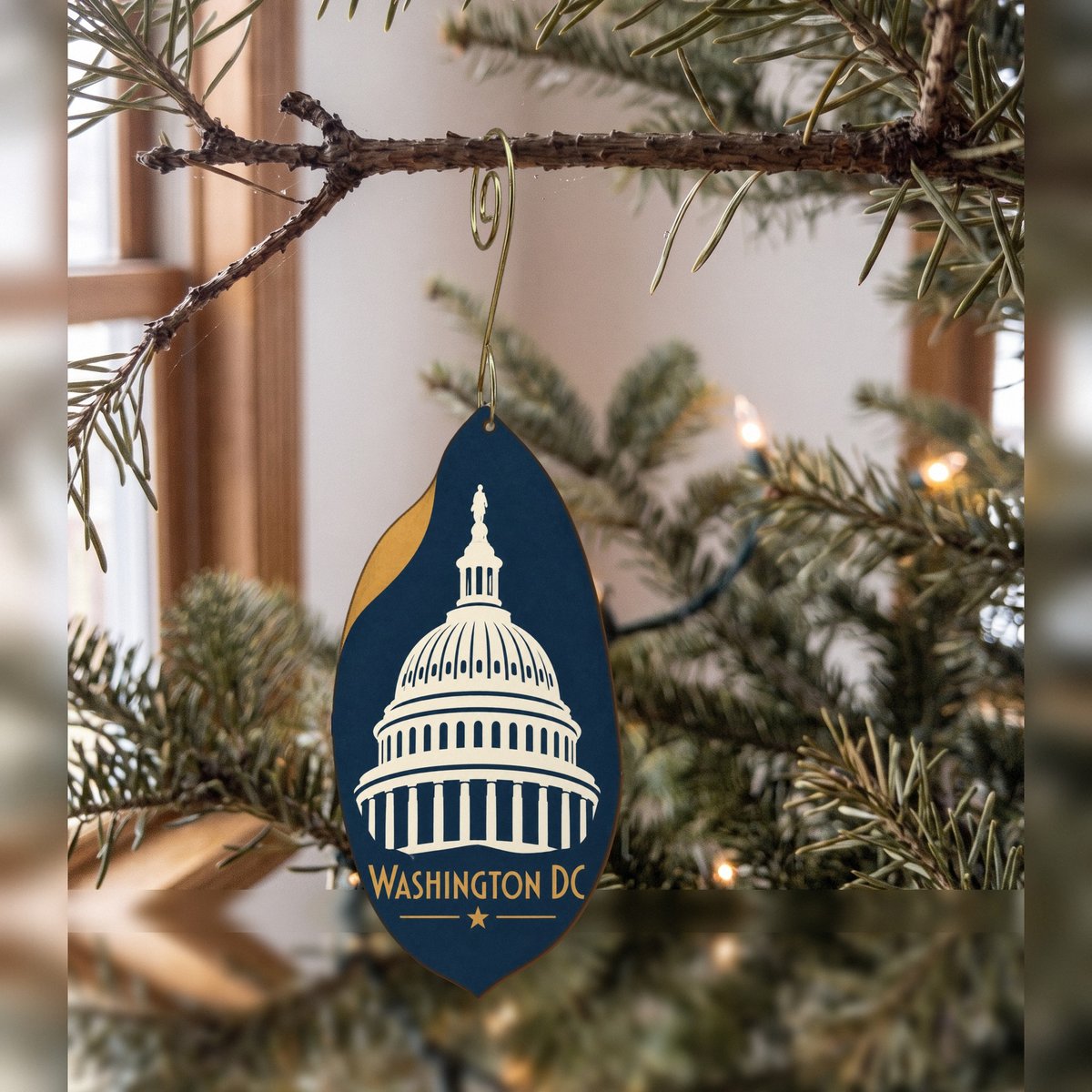 She's Choosing Washington DC Ornament | Negative-Space Silhouette | S227-O