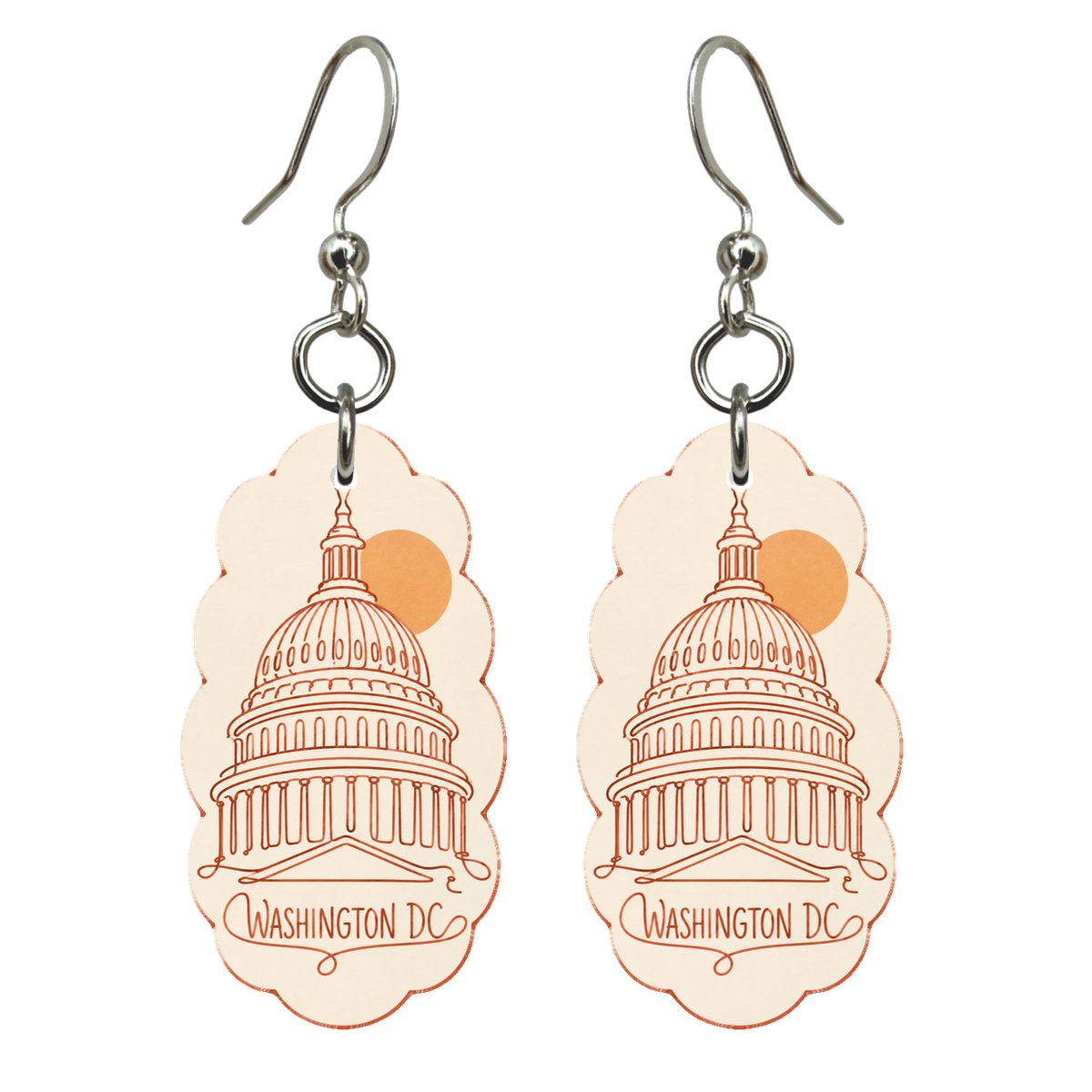 She's Choosing Washington DC Earrings | Continuous-Line Drawing | S228