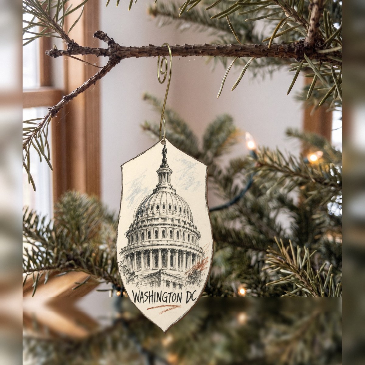 She's Choosing Washington DC Ornament | Loose Contour Sketch | S229-O