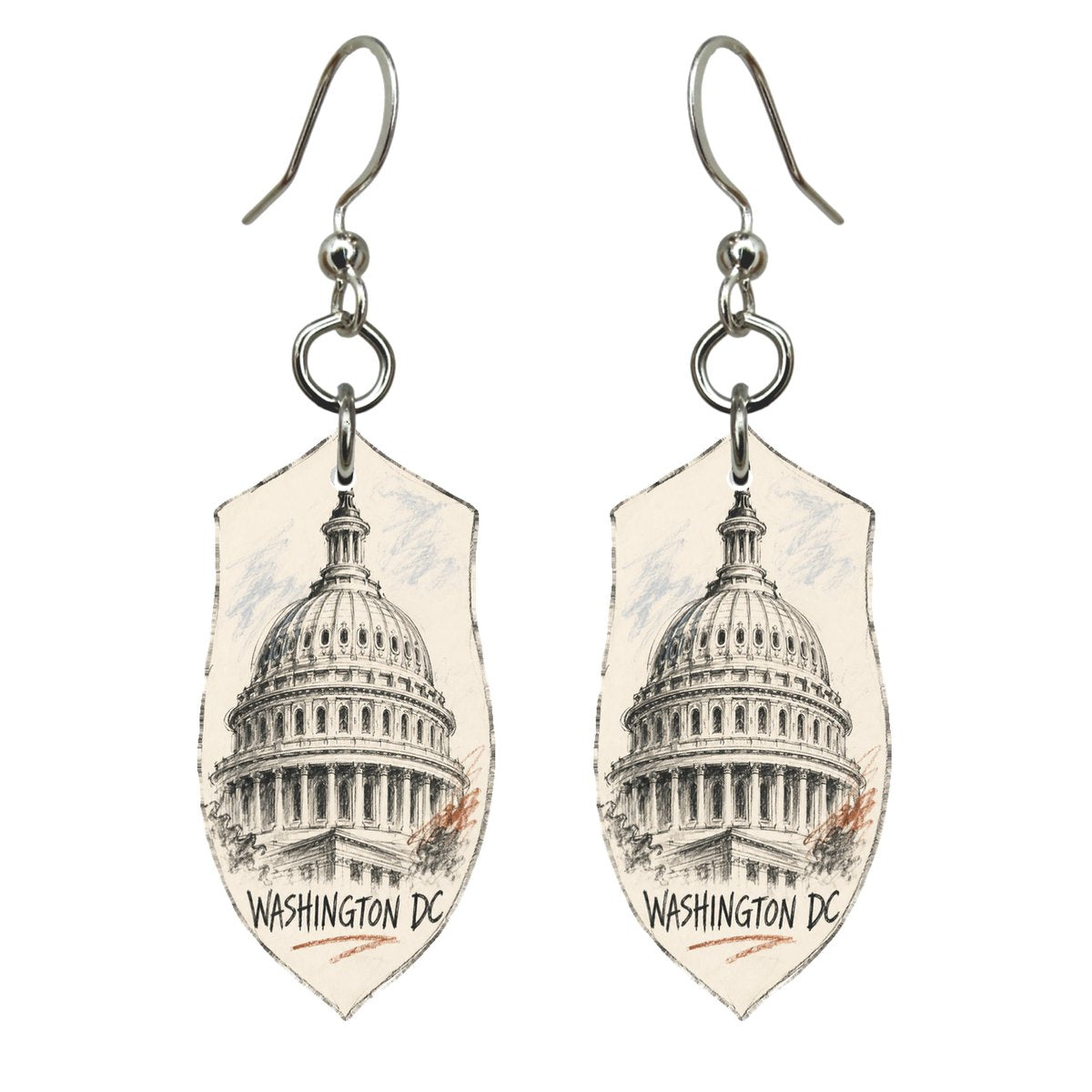 She's Choosing Washington DC Earrings | Loose Contour Sketch | S229