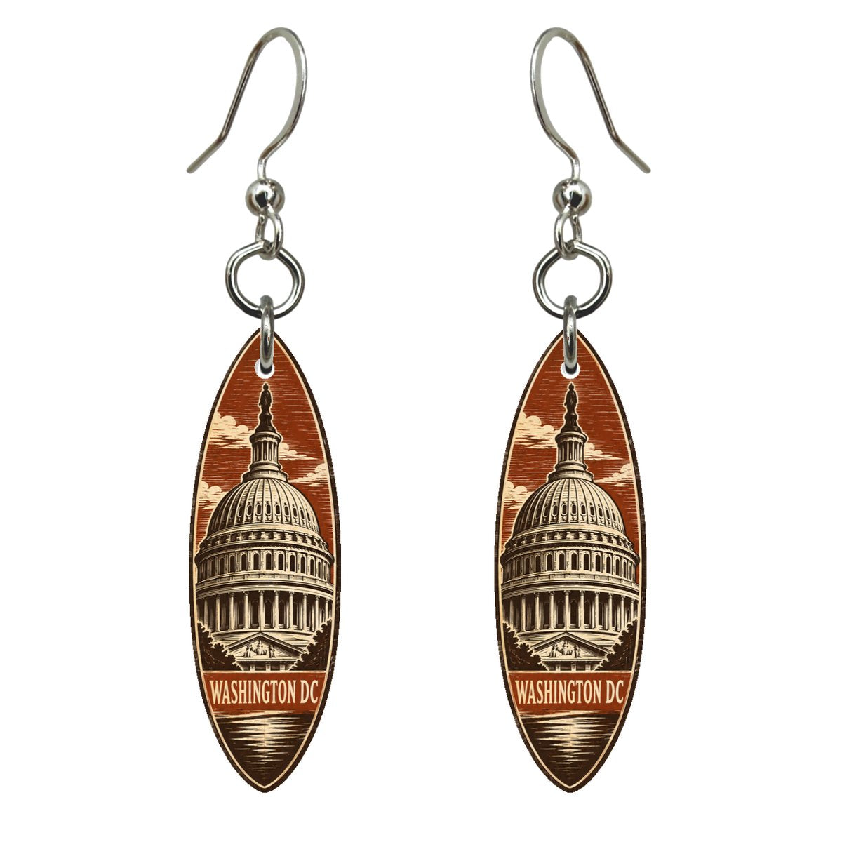 She's Choosing Washington DC Earrings | Woodcut | S232