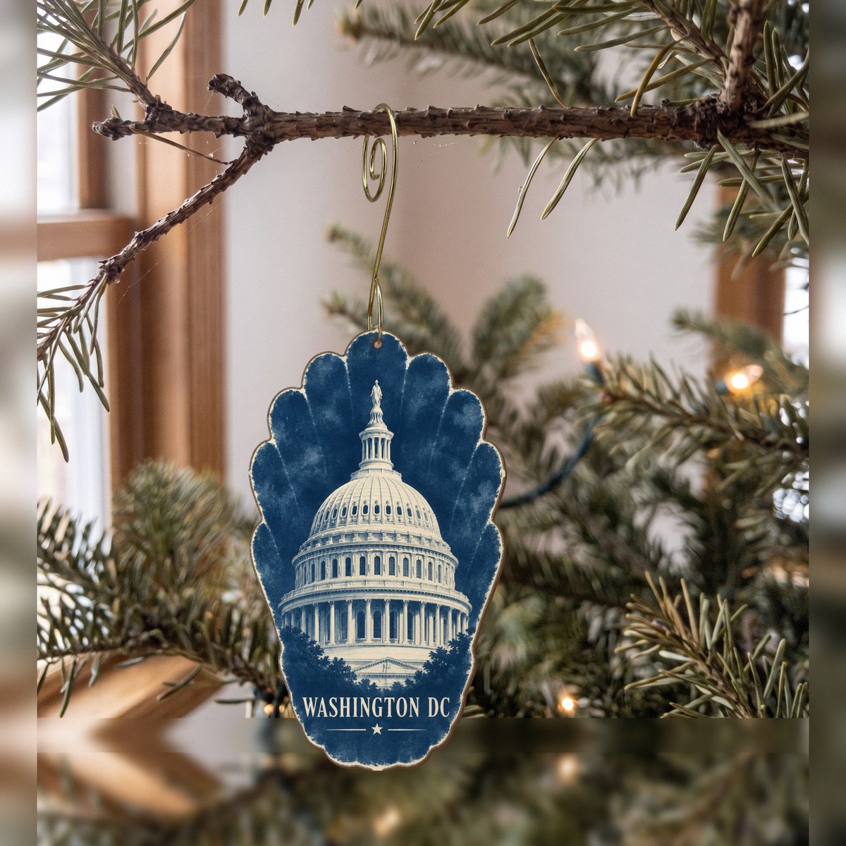 She's Choosing Washington DC Ornament | Cyanotype-Inspired | S233-O
