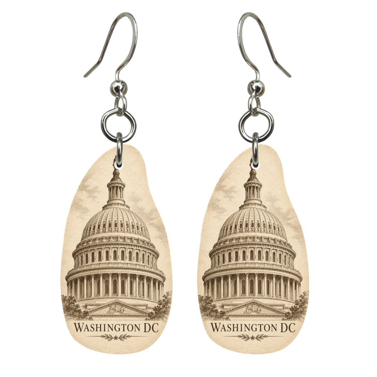 She's Choosing Washington DC Earrings | Etching-Inspired Linework | S234