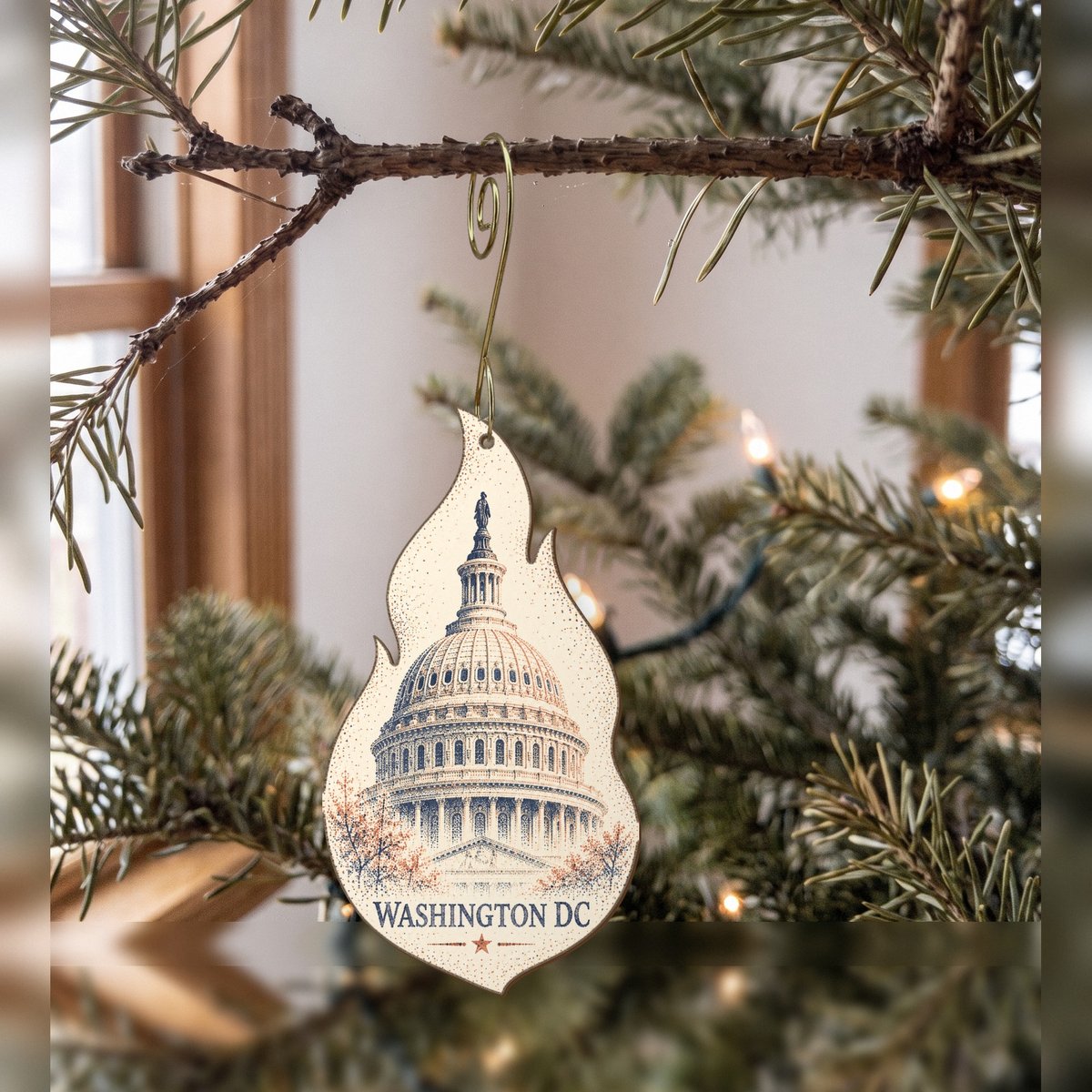 She's Choosing Washington DC Ornament | Sparse Pointillism | S235-O