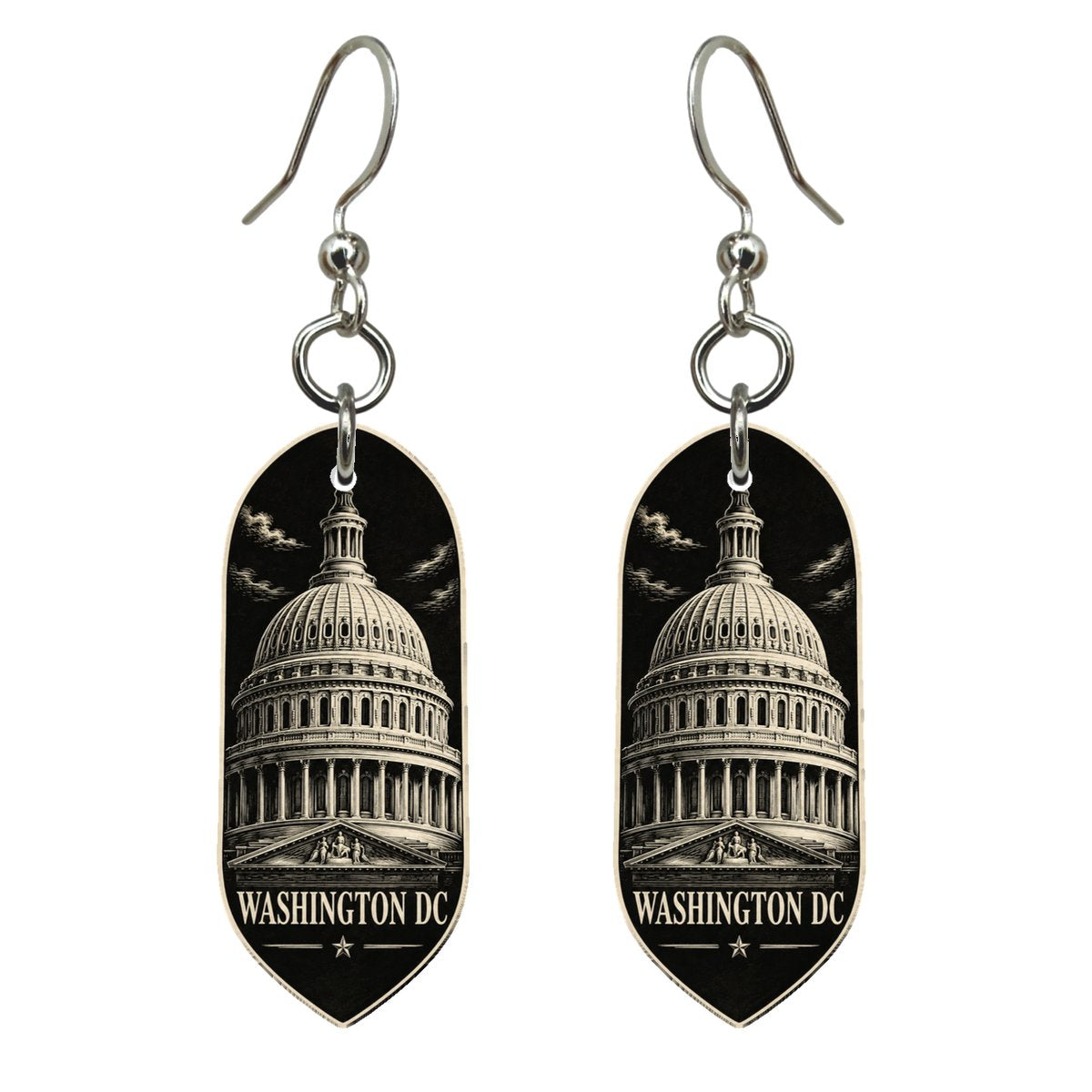 She's Choosing Washington DC Earrings | Scratchboard | S236