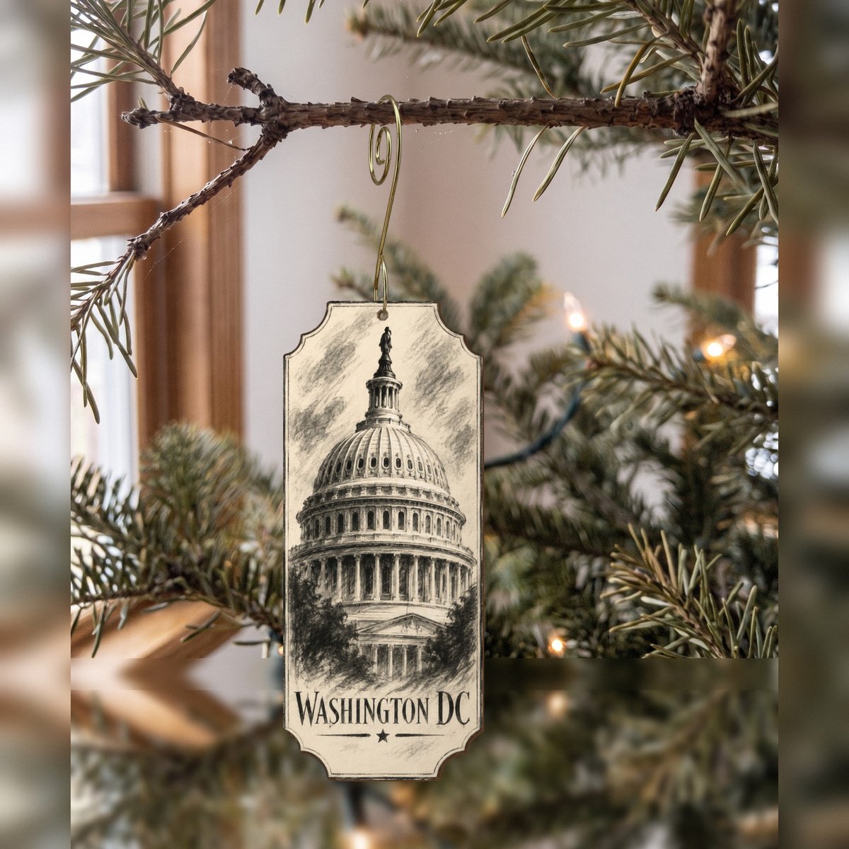 She's Choosing Washington DC Ornament | Charcoal Gesture | S237-O