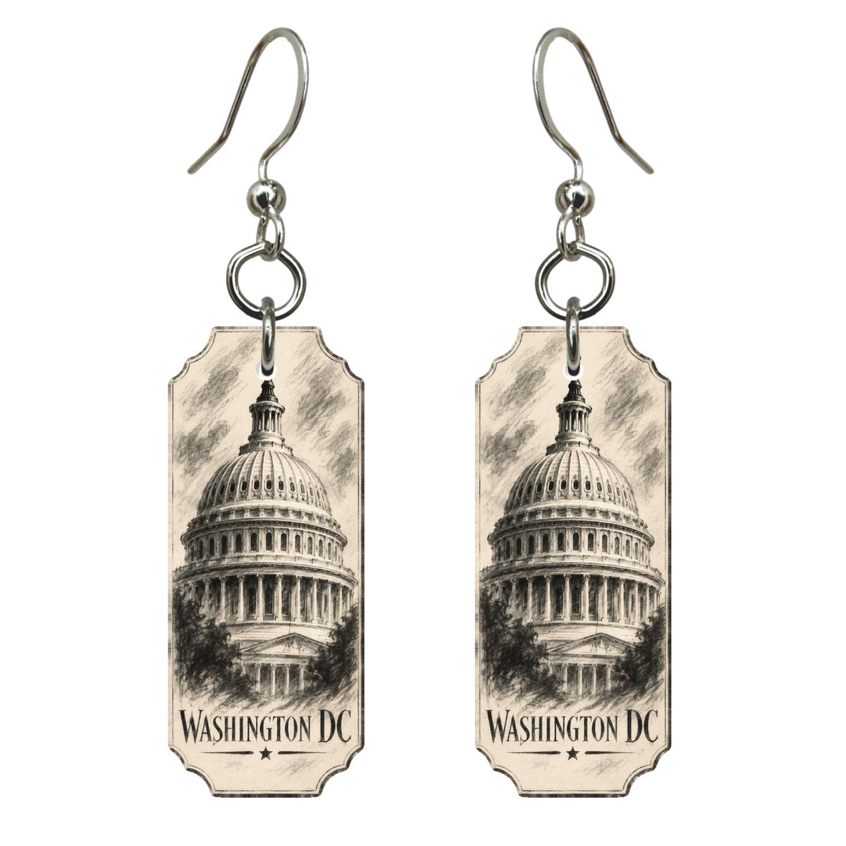 She's Choosing Washington DC Earrings | Charcoal Gesture | S237