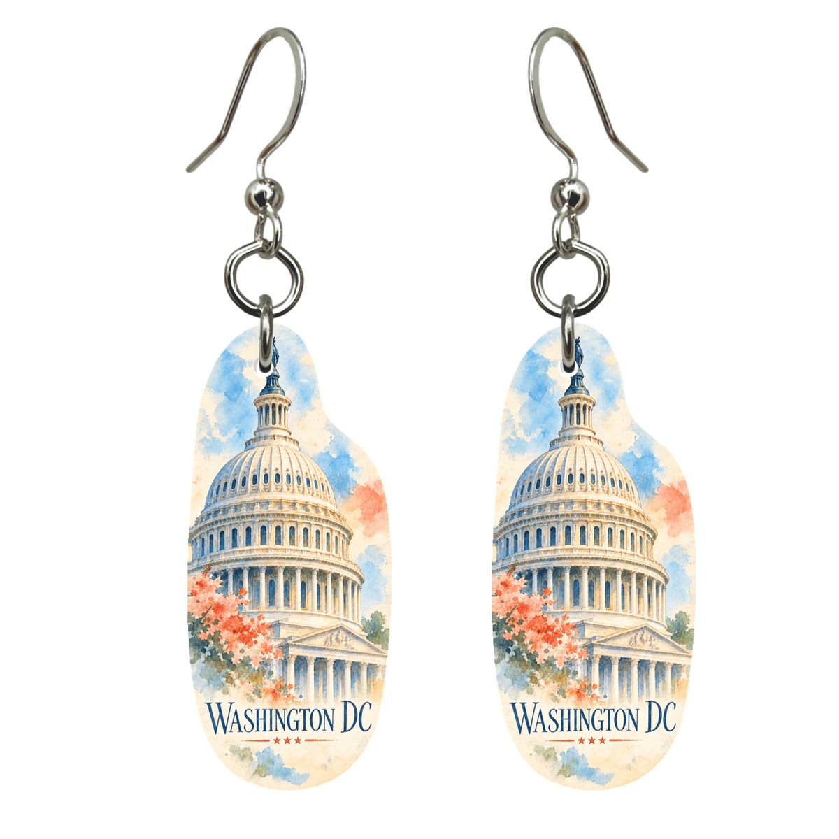 She's Choosing Washington DC Earrings | Restrained Watercolor | S238