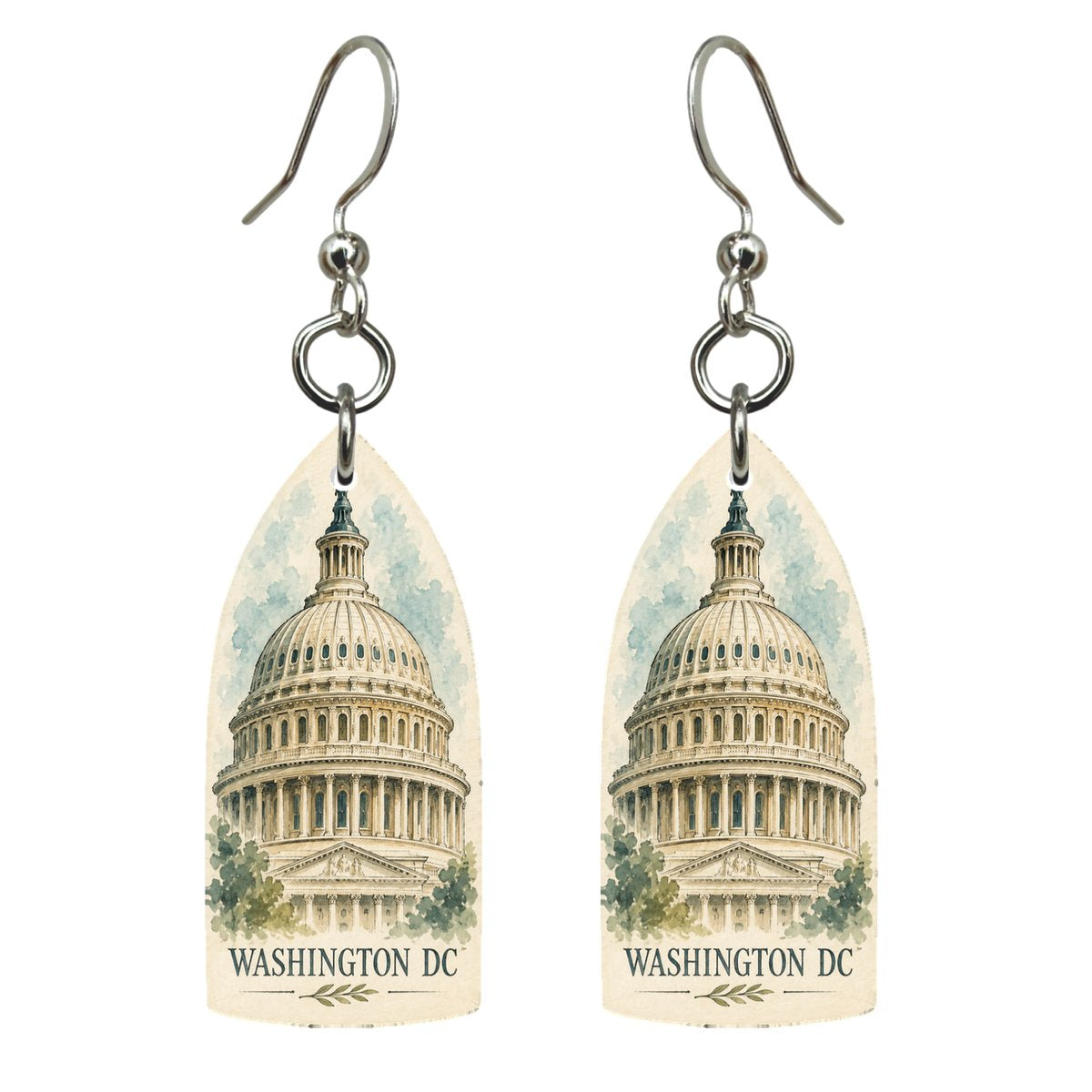She's Choosing Washington DC Earrings | Pen and Watercolor Wash | S239