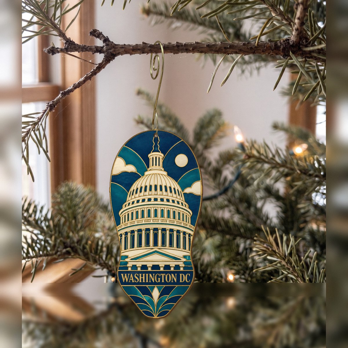 She's Choosing Washington DC Ornament | Cloisonné-Inspired Graphic | S242-O