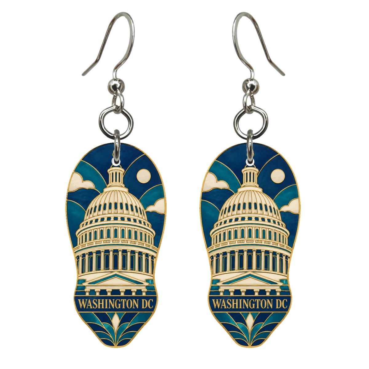 She's Choosing Washington DC Earrings | Cloisonné-Inspired Graphic | S242