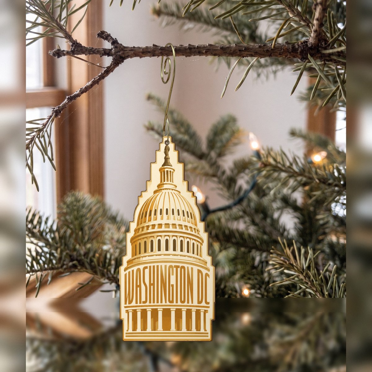 She's Choosing Washington DC Ornament | Typographic Illustration | S243-O